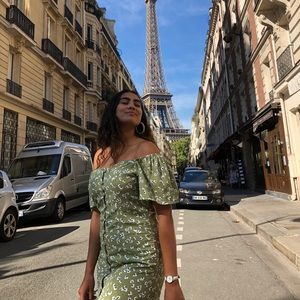 Nasty Gal Green Floral Dress